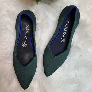 Rothy's Emerald Green Point Flats Size 8